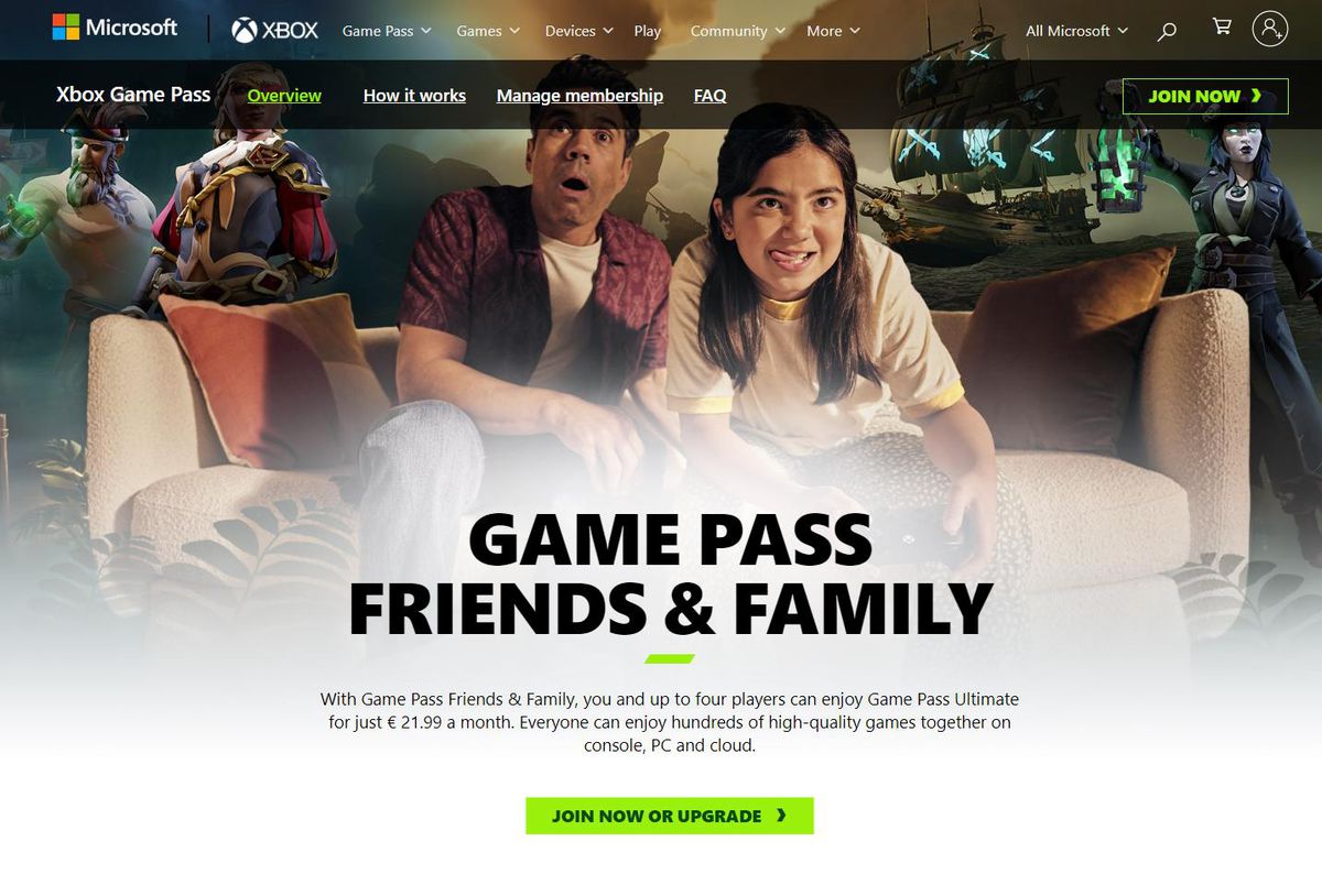 xbox game pass friends and family